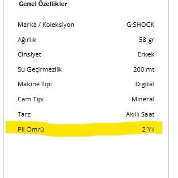 G-SHOCK Saatin Pil Değişim Süresi Sorunu