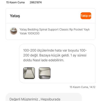Yanlış Ölçüde Yatak Teslimatı Ve İade Sorunu