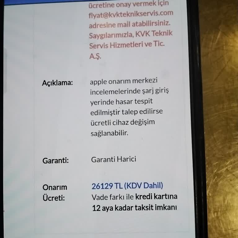 Garanti Ve Kasko Kapsamında Olmayan Ücret Talebi