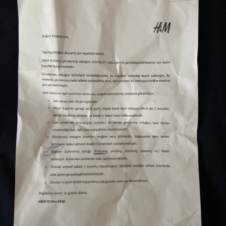 İade Edilen Ürün Kirli Ve Etiketsiz Geldi