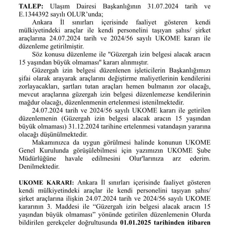 Personel Taşıtları İçin Karar Yeniden Gözden Geçirilmeli