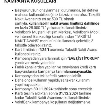 VakıfBank Faizsiz Nakit Avans Kampanyası Sorunu