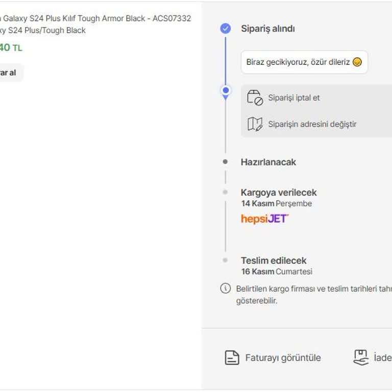 Sipariş Teslimatında Yaşanan Gecikme