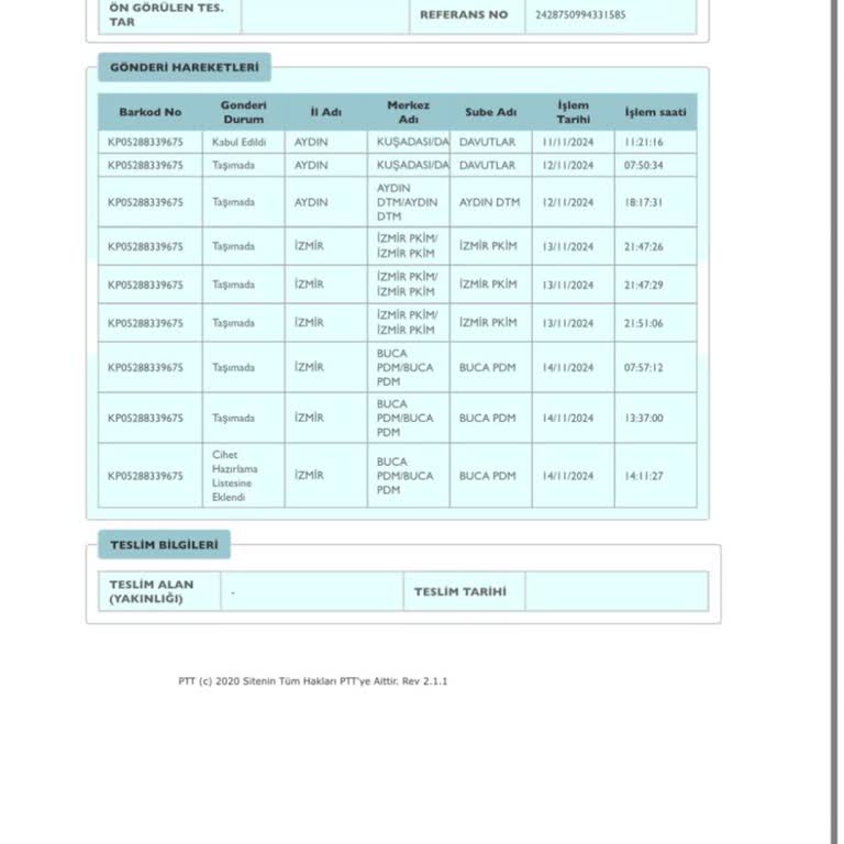 PTT Buca Şubesi Kargo Teslimat Sorunu