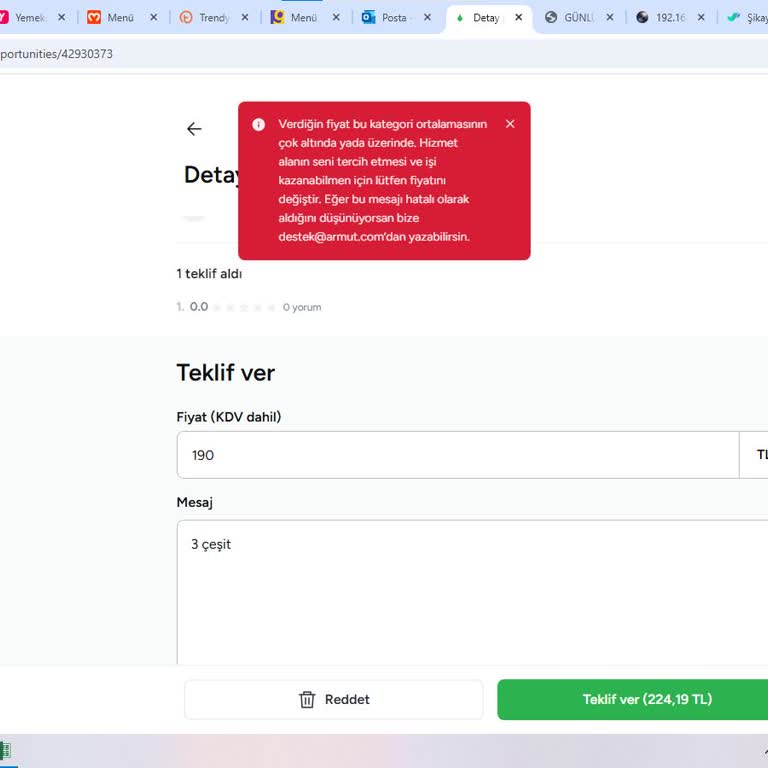 Fiyat Teklifi Verememe Sorunu Ve Yanıltıcı Uyarılar
