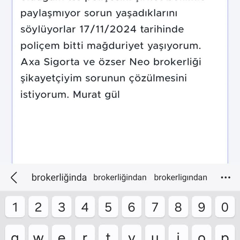 Axa Sigorta Ve Özser Neo Brokerliği İle Poliçe Paylaşım Sorunu