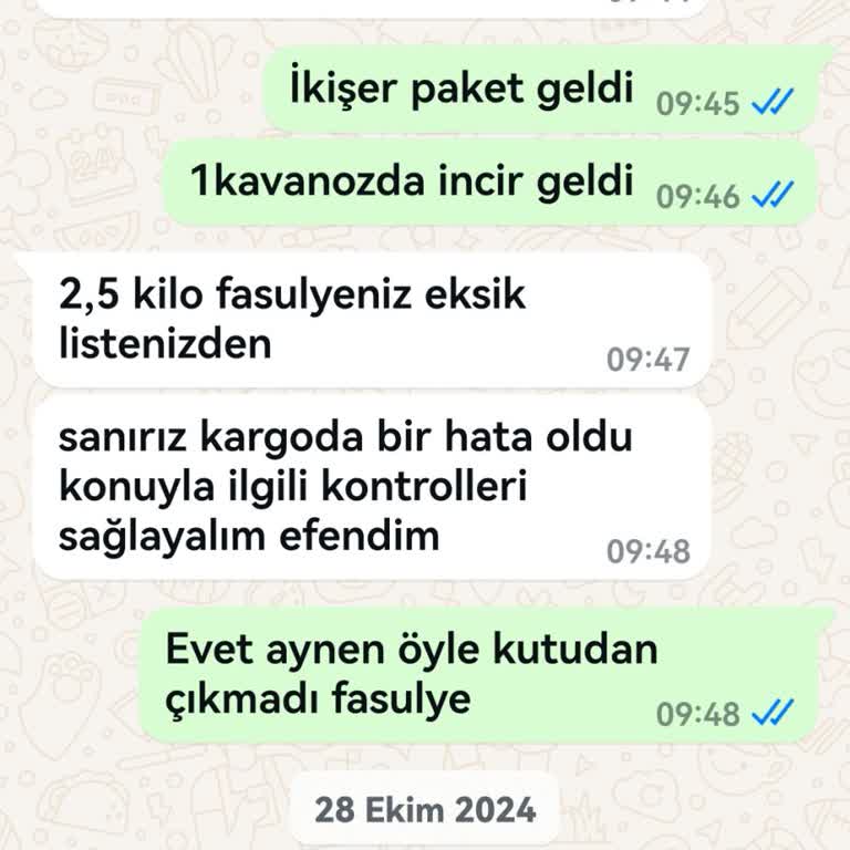 Doğal Ürün Siparişinde Eksik Ürün ve İade Problemi