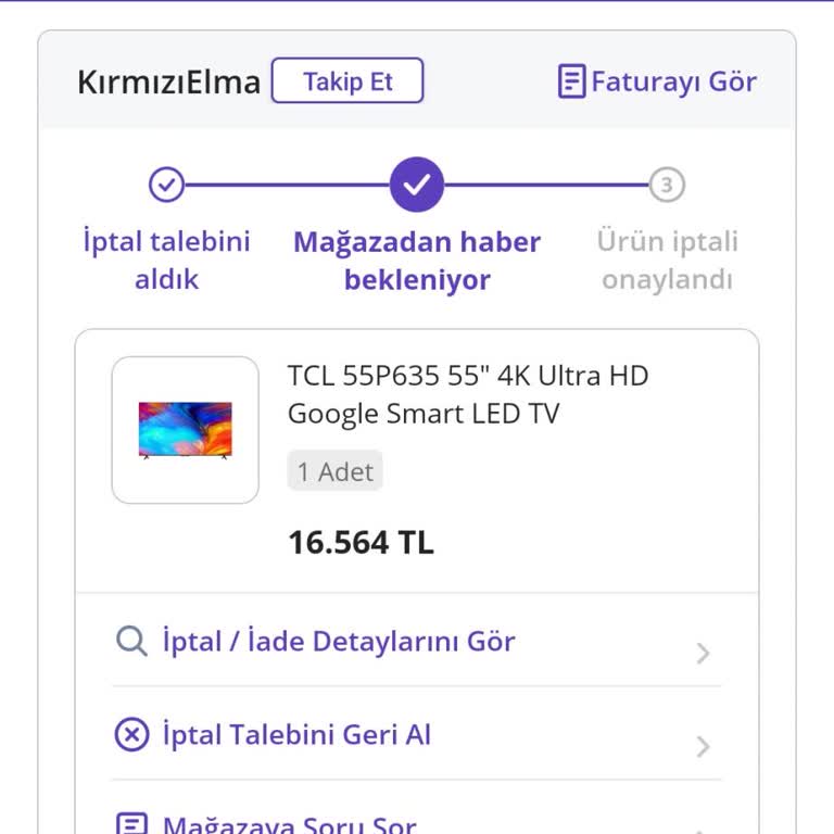 TV Siparişi İptali Ve Geciken Para İadesi