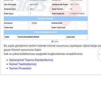 Aras Kargo Orhanlı Şubesinde Geciken Teslimat Ve Bilgi Eksikliği