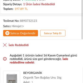 Trendyol'da Otomat Siparişi Teslim Edilmedi Ve İade Talebi Reddedildi