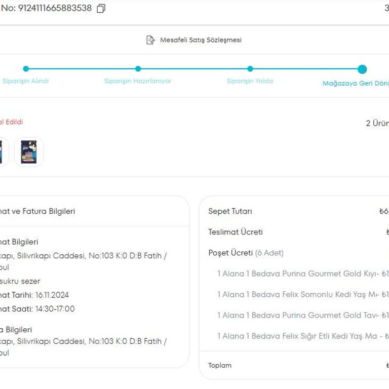 A101 Kapımda Uygulamasında Sipariş Ve İade Sorunu