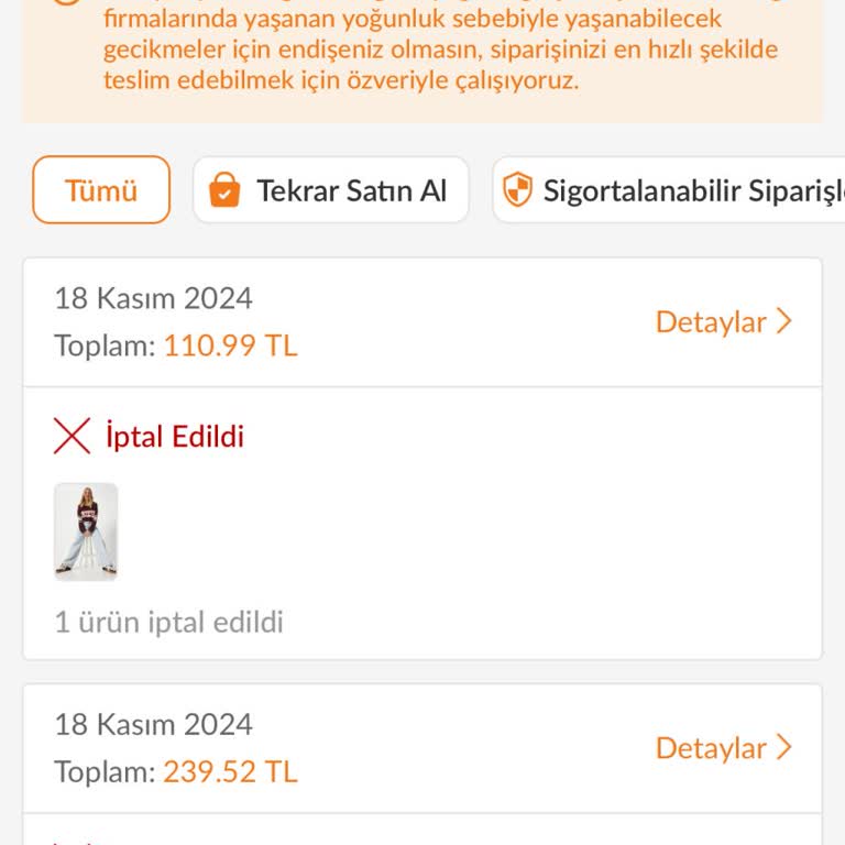 Trendyol Siparişlerim Bilgim Dışında İptal Edildi