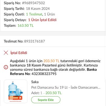 Trendyol GO Sipariş İptali Ve Müşteri Mağduriyeti