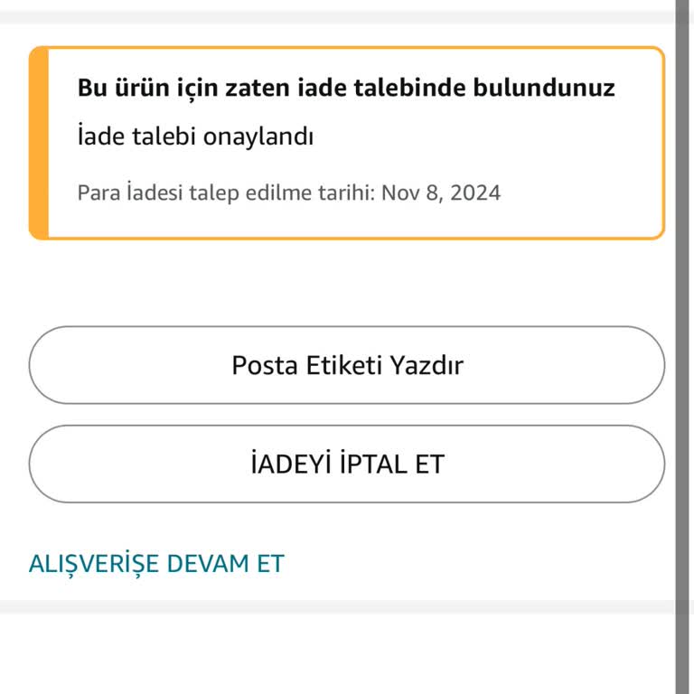 İade Edilmeyen Ücret Ve Teslim Edilmeyen Ürün