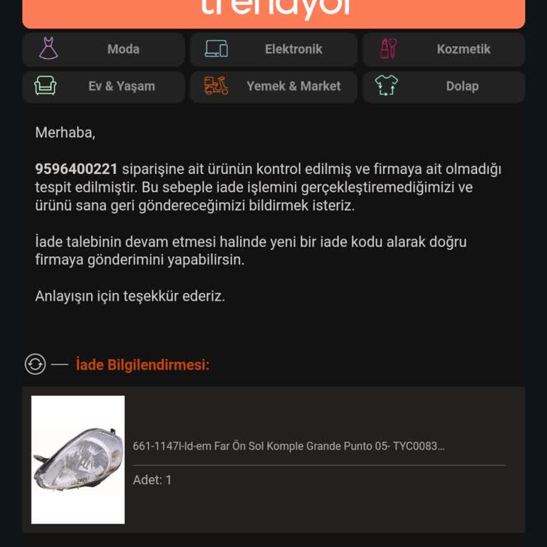 Yanlış Ürün Gönderimi Ve İade Sorunu