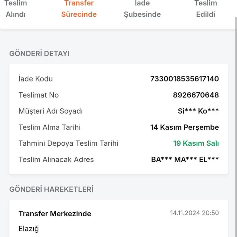 Elazığ Trendyol Express Keban Şubesi'nde İade Kargo Sorunu