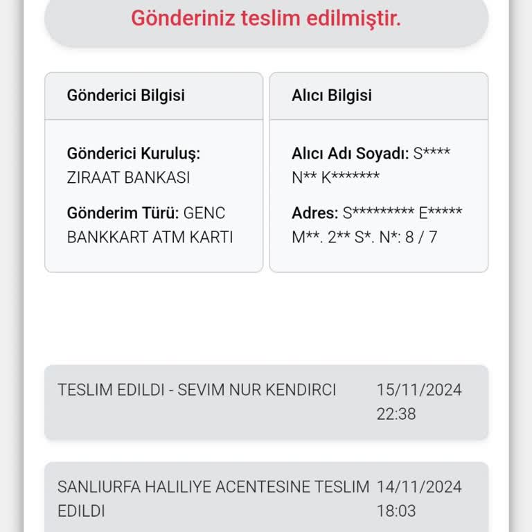 Teslim Edilmeyen Kart Ve Ulaşılamayan İletişim