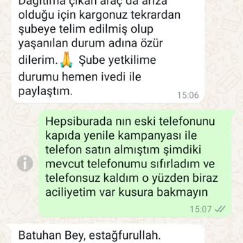 Kargo Teslimatında Yaşanan Aksaklık