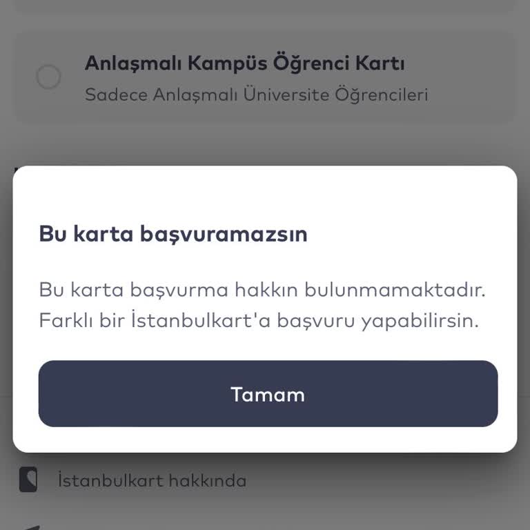 Belbim (İstanbulkart) Öğrenci Kartı Başvurusunda Karşılaşılan Engel