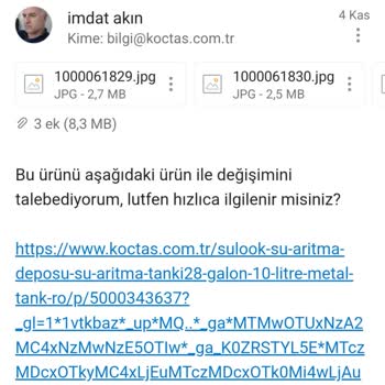 Koçtaş'tan Yanlış Ürün Ve İletişim Sorunu