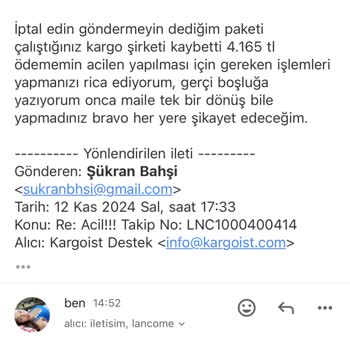 Lancome Sipariş İptali Ve İade Sorunu