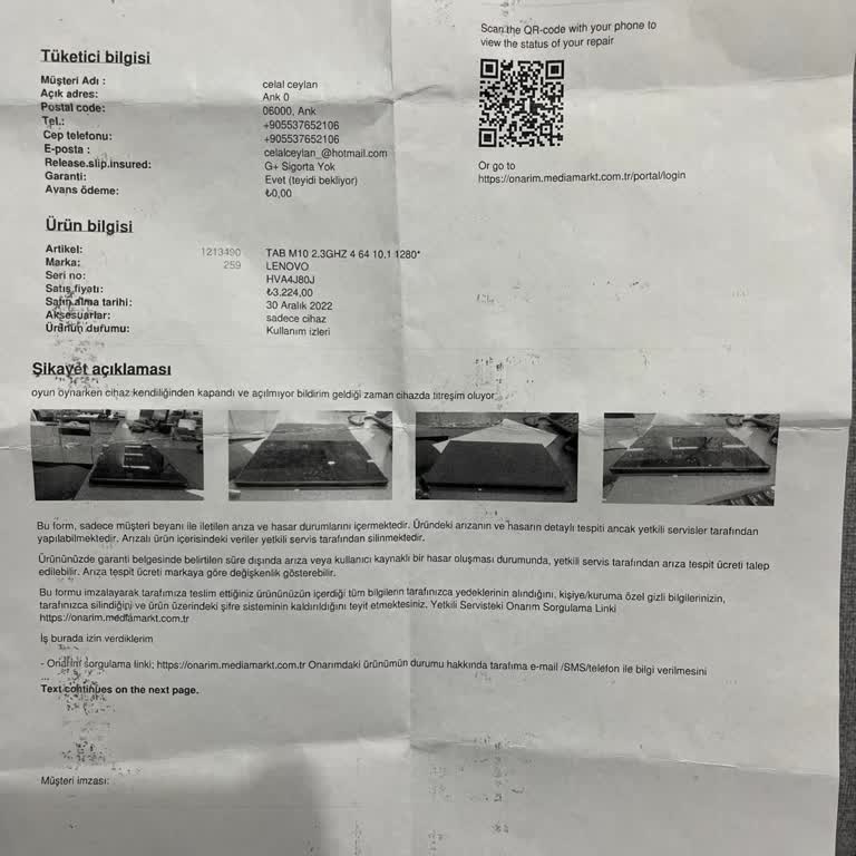 Lenovo Tablet Onarım Süresi Aşıldı, Değişim Talebi Reddedildi