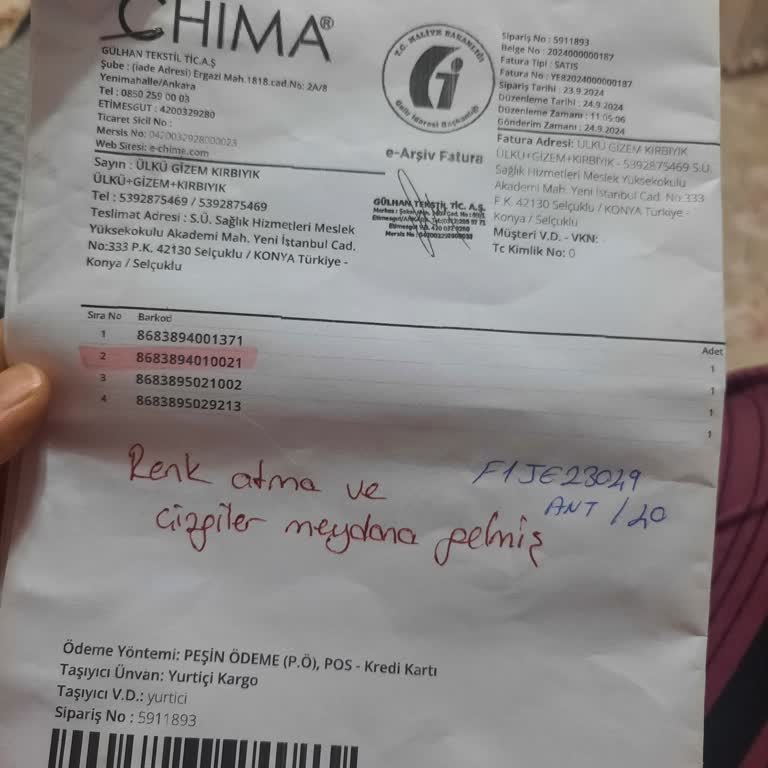 Chima Kot Pantolon Renk Atması Ve Müşteri Hizmetleri Sorunu