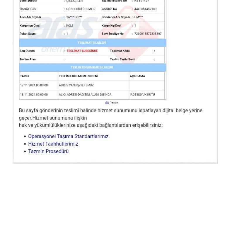 Yanlış Adres Bahaneleriyle Teslim Edilmeyen Kargo