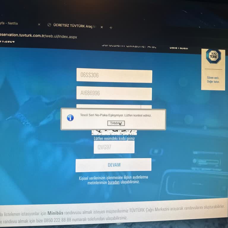 Tüvtürk Randevu Sisteminde Bilgi Eşleşme Sorunu