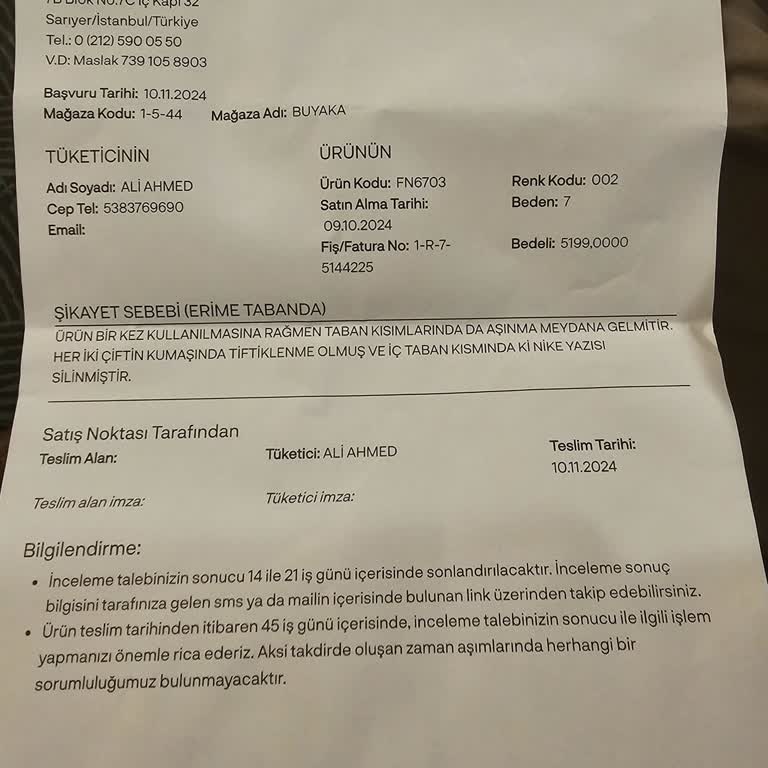 Akasya Sneaks Up'tan Aldığımız Nike Ayakkabının Kalite Sorunu