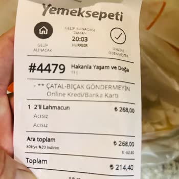 Yemeksepeti'nde Lahmacun Siparişim Kapıya Bırakıldı, Zile Bile Basılmadı