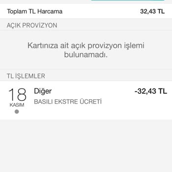 Basılı Ekstre Ücreti Sorunu