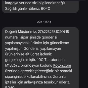 Stokta Olmayan Ürün Ve İptal Edilen Sipariş Sorunu
