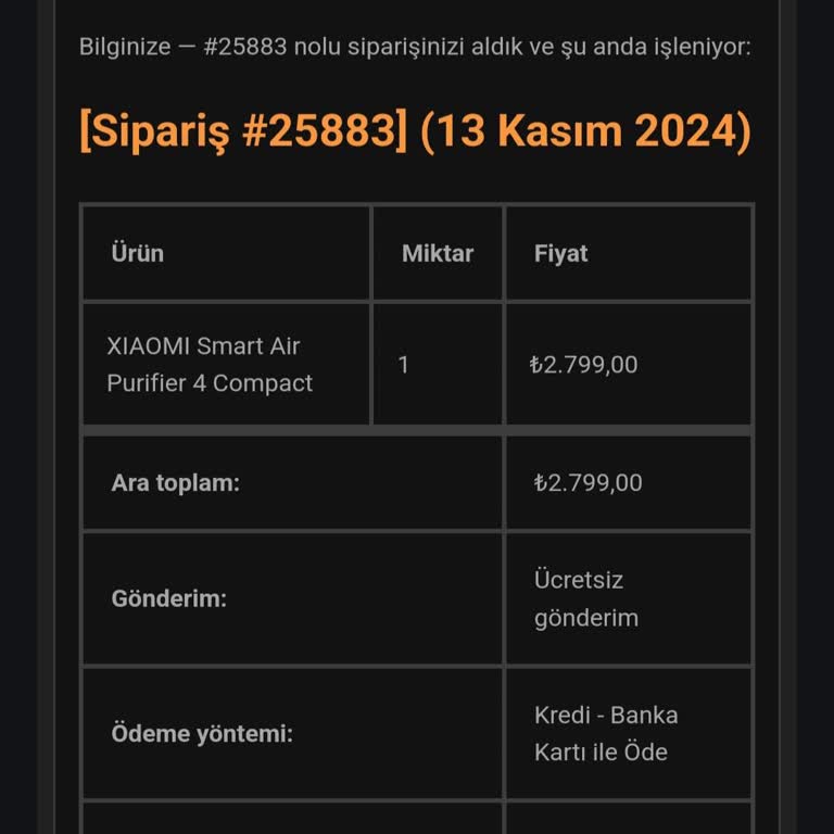 Kargoya Verilmeyen Ürün: Xiaomi Smart Air Purifier 4