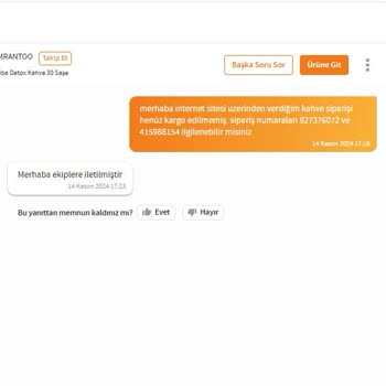 Sipariş Edilen Detoks Kahvelerinin Teslim Edilmemesi