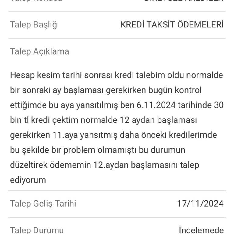 Kredi Ödeme Planında Yanlış Ay Sorunu