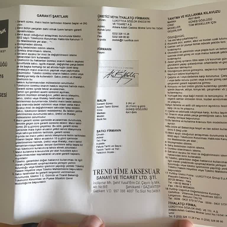 Trendyol'dan Aldığım Rayban Gözlük Orijinal Çıkmadı