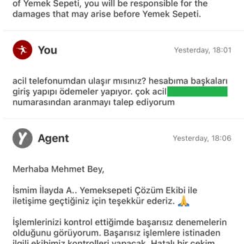 Yemeksepeti Hesap Güvenliği Ve Destek Hizmetleri Sorunu