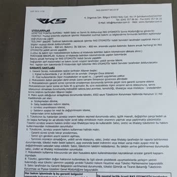 Garanti Kapsamında Red Edilen Yedek Parça Talebi