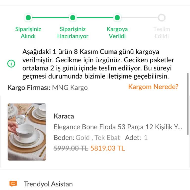 Kayıp Yemek Takımı: Teslimat Sorunu