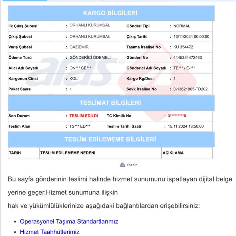 Kayıp Kargo Ve Yanıltıcı Bilgilendirme