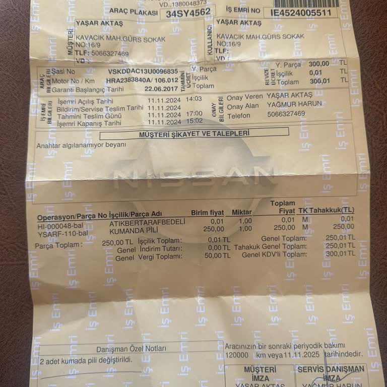 Antalya Nissan Servisinde Zaman Kaybı Ve İlgisizlik