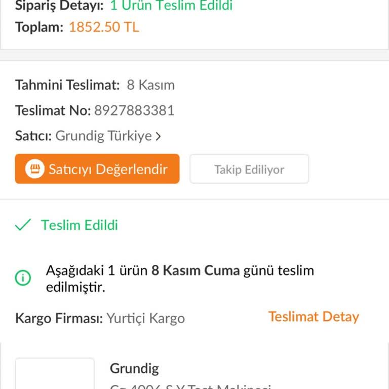 Grundig Tost Makinesi Hayal Kırıklığı