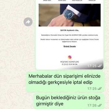 Aslan Saat Firmasıyla Yaşanan Stok Ve İade Sorunları