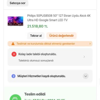 Kırık Televizyon Ve Çözülmeyen İade Süreci