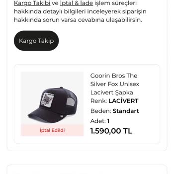 Bilgi Verilmeden İptal Edilen Sipariş
