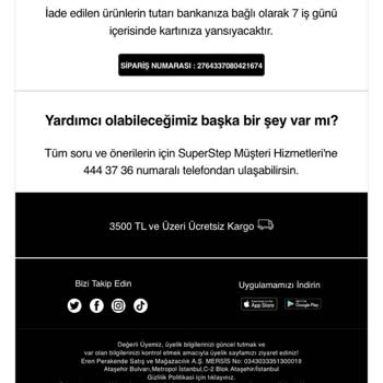 Bilgi Verilmeden İptal Edilen Sipariş