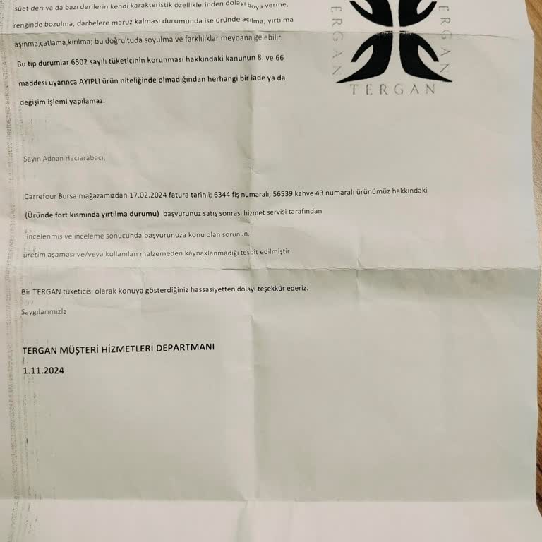 Tergan Ayakkabı Kalitesi Ve Müşteri Hizmetleri Hayal Kırıklığı