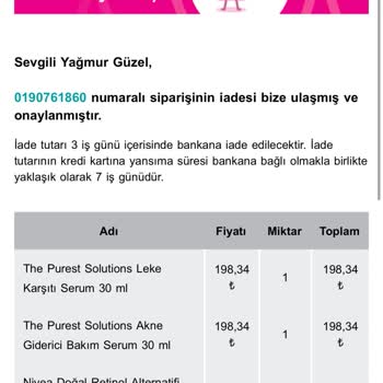 Sipariş İptali Ve Yanıltıcı İade Bilgisi