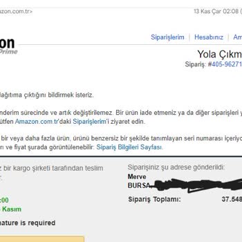 Amazon'dan Satın Alınan Telefon Ve Şarj Aletinin Teslim Edilememesi